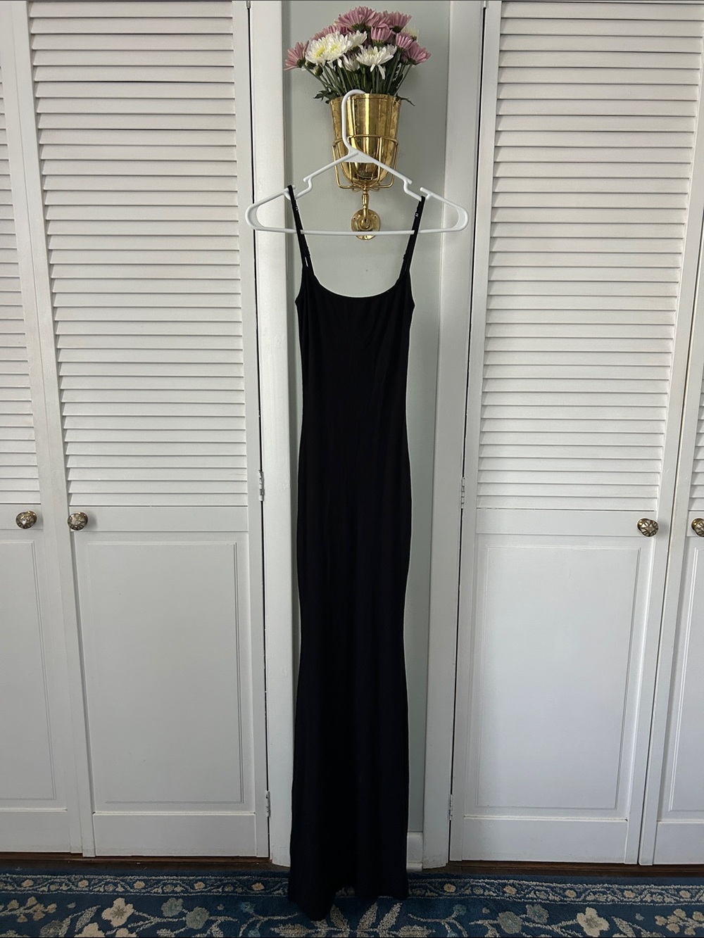 Black Slip Maxi Dress - Minimal Spaghetti Strap Dress